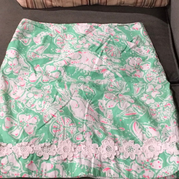 Lilly Pulitzer Mint Green and Pink Skirt - Picture 1 of 7